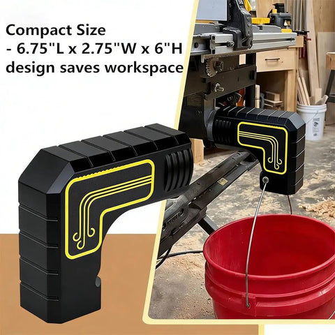 Table Saw Dust Collection Adapter With Snap On Dust Port, Tool Free Installation, Easy Hook On Fit, Efficient Sawdust Capture Up To Ninety Percent, Cleaner And Safer Workshop, Quick Setup, Black Finish installed on table saw