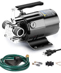 Workhorse 0.1 HP 115V Water Transfer Pump With 6-Foot Hose Kit, black stainless steel utility pump for draining pools and aquariums