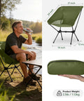 Ultra Lightweight Folding Camp Chair With Carry Bag For Outdoor Travel Beach Picnic Festival Grab And Go 2.5 Pound Portable