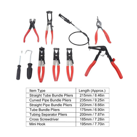 Heavy Duty Hose Clamp Pliers Set With Ergonomic Rubber Handles Built For Tough Automotive Repairs And Versatile Maintenance Jobs Using Durable Steel Construction For Maximum Power And Long Lasting Performance, 7-piece set