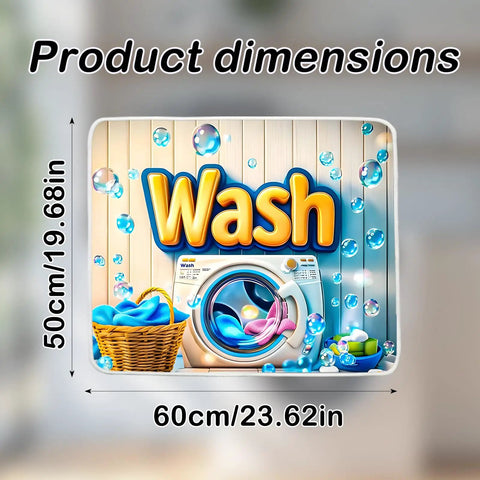 Dope Cartoon Bubbles Top Cover For Washing Machine And Dryer 23.6 X 19.6 Inches with vibrant wash design and bubbles