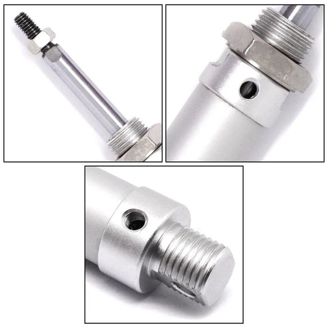 Close-up of Compact 16mm Bore 300mm Stroke Air Cylinder Double Action Single Rod With Y Connector And Four Pneumatic Quick Fittings MAL16x300