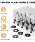 Heavy Duty 200 Pcs 3/16 Inch Pop Rivets Assortment Kit, black aluminum rivets and stainless steel washers, corrosion resistant