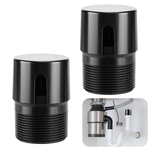 Two Pack In Line Air Admittance Valve 1-1/2 Inch NPT ABS Black for RVs Boats Homes Plumbing Vent System