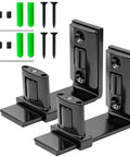 Space Saving Sliding Barn Door Bottom Floor Guide Kit With Wall Mount, Adjustable U Shape, Nylon Rollers, Black Finish