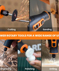 Killer Cordless Rotary Tool Kit Packing Eighty Heavy Duty Bits For Carving Grinding Sanding And Etching At Blazing Speeds Up To Twenty Eight Thousand Rpm used for cutting, sanding, drilling, and polishing.