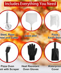 Wood Fired Outdoor Pizza Oven For Backyard Cooking With 12 Inch Pizza Stone Peel Grill Rack And Waterproof Cover accessories