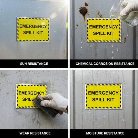 Go To Emergency Spill Kit Label Decals Pack Of Ten Five By Three And A Half Inch Vinyl Self Adhesive Waterproof Safety Signs