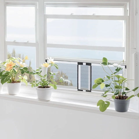 Fixed 19.68 Inch Window Screen Insert Fits 28 To 52 Inch Wide Openings Large 2 Pack Adjustable Sliding Screen for bug blocking.