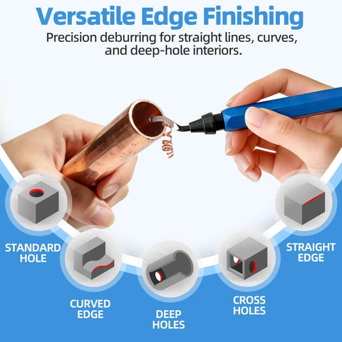 Using Pro Grade 13-Piece Deburring Tool Kit For 3D Printing With Aluminum Handle, 12 M2 HSS Blades on copper pipe