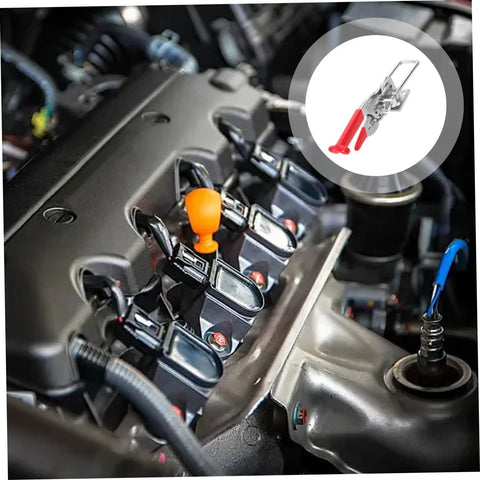 Flexible T Handle Latches With Rubber Grip For Car Hood And Toolbox Secure Latch Kit on engine with inset of latch detail
