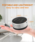 Long Life Radon Detector With 20 Year Sensor And Home Air Quality Monitor, Audible And Visual Alarm, Adjustable Threshold, Real Time Radon Alerts, Easy Setup, Low Power Operation For Safer Home, 3.15-inch portable unit in hand