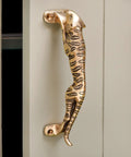 Vintage Style Interior Door Pull Handle 1 Piece in Antique Brass and Gold Finish, rust-resistant jaguar design for doors and furniture.