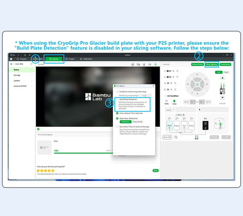 Screenshot of software settings for CryoGrip Pro Glacier Panda Double Sided Build Plate For Bambu Lab P2S printer