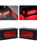 Heavy Duty Steel Trailer Light Box Kit With 6 Inch Oval Red LED Tail Lights And 2 Inch Round Red LED Side Markers 2 Pack
