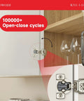 Image showing 40 Pack Soft Close Cabinet Hinges For Face Frame Doors 1-1/4 Inch Overlay Concealed Hinges, 105 Degree 3 Way Adjustable, 35mm Cup, Nickel Finish With Screws mounted on cabinet.