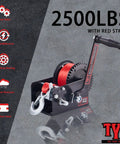 2500 Lb Boat Trailer Winch With 26 Ft Red Strap Built Tough Steel Hand Crank Winch for RV Jet Ski Boat Towing display