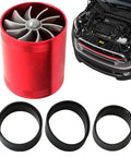 High Flow Air Intake Turbo Booster Kit With Double Sided Turbine For Cars, Plug And Play Power Saver, shown with car engine