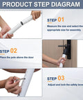 Installation steps for Heavy Duty Door Security Bar 1.25 Inch Diameter With Large Rubber Base Adjustable Y Head Durable Door Stopper.