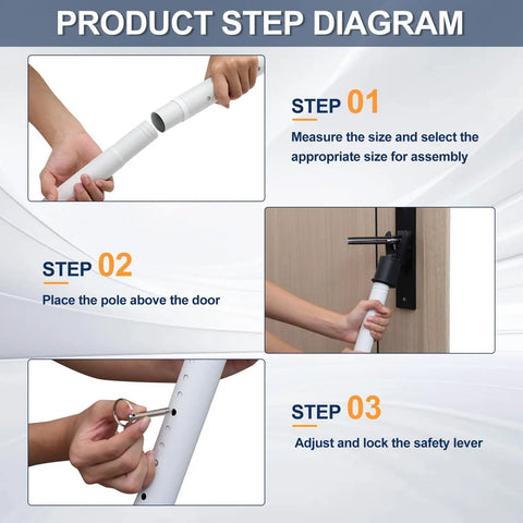 Installation steps for Heavy Duty Door Security Bar 1.25 Inch Diameter With Large Rubber Base Adjustable Y Head Durable Door Stopper.