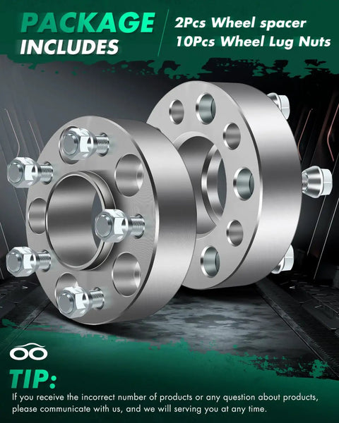 Two Pack 1.5 Inch Wheel Spacers 5x4.5 Bore 70.5mm 14x1.5 Thread Pitch 5 Lug Adapters Fit Ford Mustang 2015 2019
