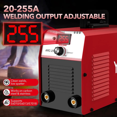 255A MMA Welder Dual Voltage 110V To 220V Portable Arc Welding Machine With IGBT Digital Display Hot Start showcased