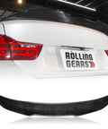 Totally Rad Carbon Fiber Look Rear Trunk Spoiler Wing For 2014 To 2020 BMW 4 Series F36 Gran Coupe DN Style, shown on white car.