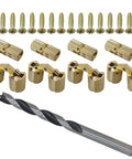 Hidden Brass Barrel Hinges 8mm 180 Degree Concealed Cabinet Hinges With Drill Bit Gold Finish 8 Pack heavy duty screws shown