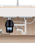 Installed Three Quarters HP Anti Jam Garbage Disposal with Stainless Steel Grinding System under kitchen sink