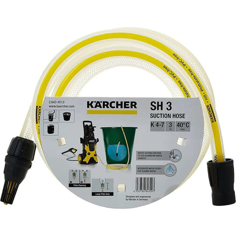 Water Suction Hose With Filter For Electric Pressure Washers, Easy Fit Debris Filtering, packaged coil with connectors