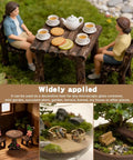 Fairy Garden Miniature Table And Chairs Set, 10 Pcs Resin Benches And Dining Kit, Hand Painted Micro Landscape Decor For Home Or Outdoor