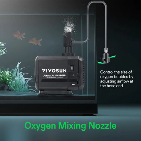 Ultra Quiet Submersible Water Pump 400 GPH Ideal For Pond, Fish Tank, Aquarium, And Hydroponics shown in aquarium setup