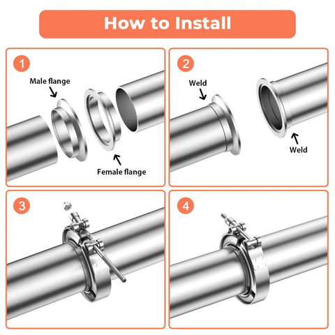 1.75 Inch V Band Clamp With Flange Kit Stainless Steel 304 For Turbo Downpipes And Exhaust Systems installation guide