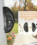 Replacement Screen Door Handle For CRL A255 And Andersen Sliding Doors Black Finish Latch And Pull For Patio And Balcony Screens Simple Install And Durable Fit shown on a door.