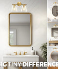 2 Light Gold Brass Vanity Wall Lights Over Mirror With Clear Glass Shades For Bathroom Kitchen And Living Room Durable Anti Rust Finish Damp Location Rated Modern Sconce Lighting