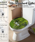 Round Graceful Swans Serene Willow Tree Reflected Calm Pond Toilet Seat on standard white toilet, showcasing installation compatibility.