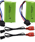 Two Pack 7.4V 2S 600mAh Li Ion Rechargeable Battery With SM-4P Plug And Charger Cable For Water Bead Blasters And DE85 RC Cars JF-71A