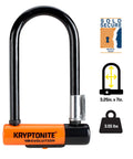 Mini U Lock With 4 Ft Security Cable, 7mm Hardened Steel Shackle, Double Deadbolt Locking, city commuter grade bike lock, orange