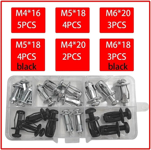 Heavy Duty Expansion Nut Kit For M4 M5 M6 Petal Jack Rivet Nuts With Durable Metal Build, Easy Install, Screw In Convenience, Long Lasting Fasteners For Auto Enthusiasts, DIY Projects, Marine And Garage Use, assorted sizes in case