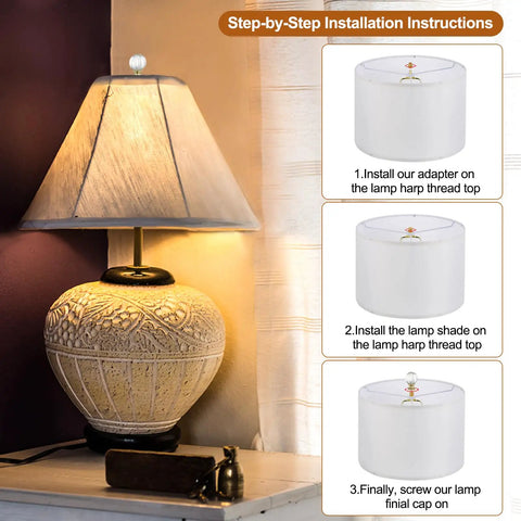 Gold Tone Crystal Lamp Finial Cap For Lampshade Harp Top One Quarter Twenty Seven Thread Heavy Duty Metal Nut Knob installation