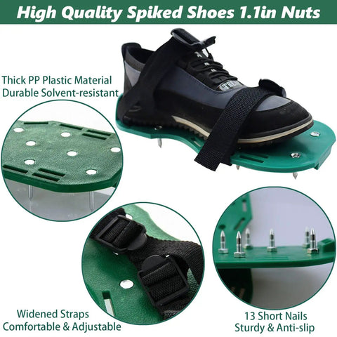 High quality spiked shoes with 1.1in nuts for leveling epoxy floors, part of 9 Inch Spiked Screed Roller With Handle For Self Leveling Concrete