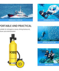 1L Mini Scuba Tank With High Pressure Hand Pump for Emergency Underwater Breathing and Exploration, Bright Yellow