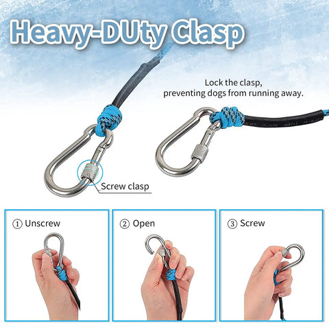 Backyard Dog Zipline Kit With 100 Ft Run Line And Trolley, No Fuss Setup Outdoor Pet Cable Run Clasp Instructions
