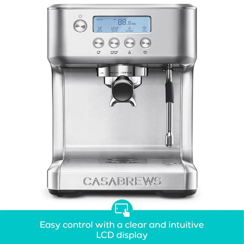 Front view of Ultra Espresso Machine With LCD Display And Powerful Milk Frother For Cafe Quality Lattes And Cappuccinos At Home