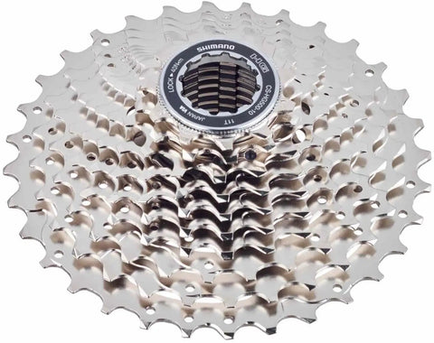 Close-up of Beefy 10 Speed Cassette For Mountain And Road Bikes With 11 To 34 Tooth Range CS HG500 10 Speed Series Replacement