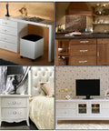 Crystal Glass Diamond Cabinet Knobs With Plates And Screws Sparkly Drawer Pulls on white and wooden furniture in various rooms.