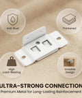 Beefy 2 In 1 Cold Rolled Steel Corner Brace And Furniture Connector With Safety Card Slot, white, anti-rust, thickened, high load-bearing.