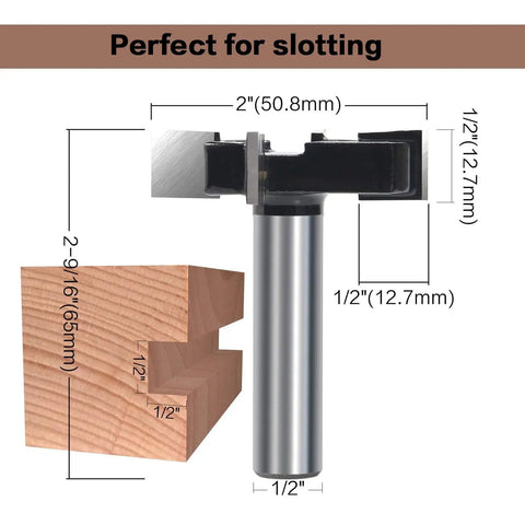 Four Wing CNC Spoilboard Surfacing Router Bit With Half Inch Shank, Two Inch Cut Diameter, Half Inch Cutting Length, Carbide Tipped