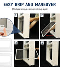Total Win Window Screen Pull Tabs 30 Pack Universal Replacement Handles in use showing easy grip and maneuver for screen removal.