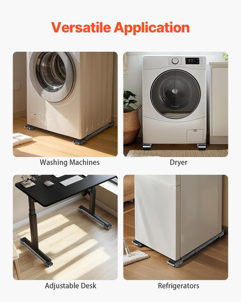 Heavy Duty Appliance Rollers With Extendable Base, 16 Wheel Under Furniture Moving Cart For Fridges, Washers, Dryers And Dishwashers, Mini Fridge Stand, Adjustable From 17.5 To 27.6 Inches, Gray
